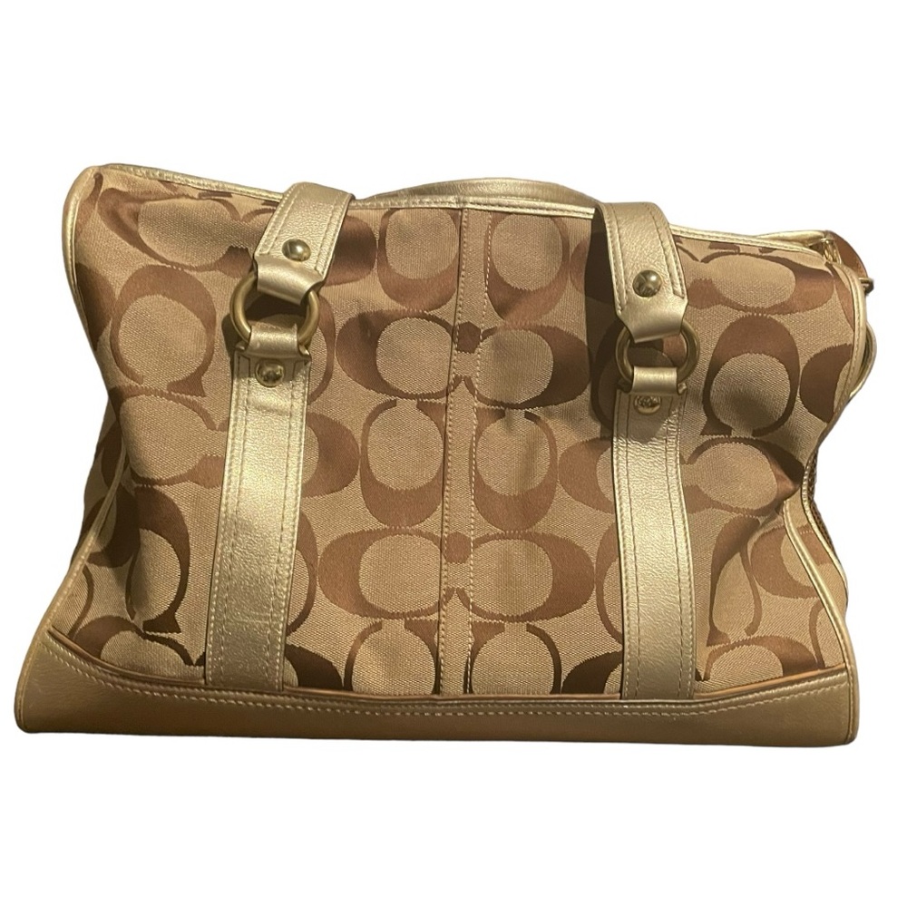 Coach Khaki Monogram Pet Carrier - Gold Leather Accents - Excellent Condition - Picture 3 of 15
